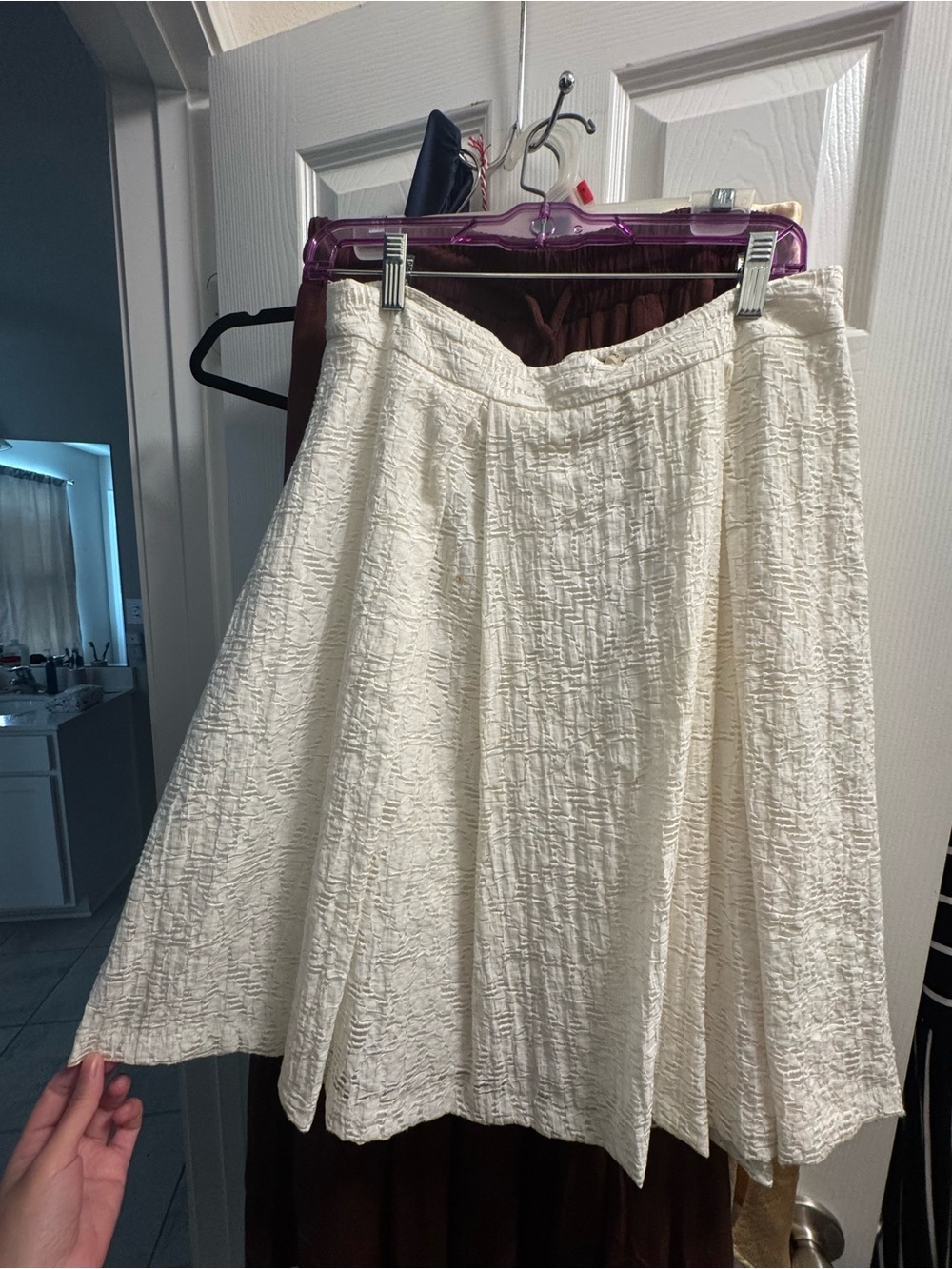 Vince Camuto Cream Textured A-Line Skirt